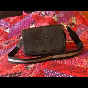 Coach crossbody black leather purse